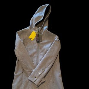 CloudVeil, fleece lined, gray floral, rain jacket.